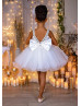 Sweetheart Neck White Lace Tulle Jeweled Trim Flower Girl Dress